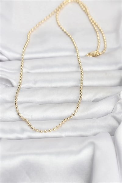 CM 14K Gold Renk Top Zincirli Model 60 cm Kadın Kolye