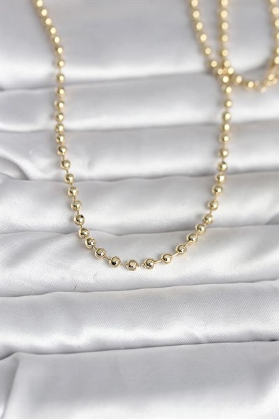 CM 14K Gold Renk Top Zincirli Model 60 cm Kadın Kolye