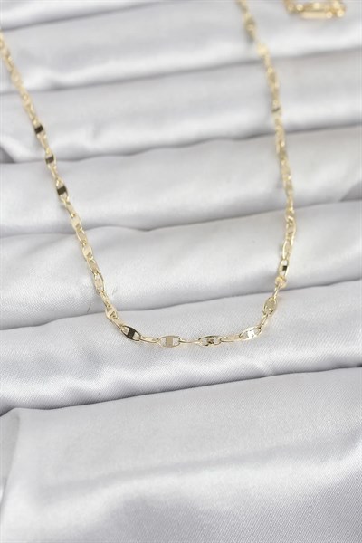CM 14K Gold Renk Yassı Gemici Zincir Model 60 cm Kadın Kolye