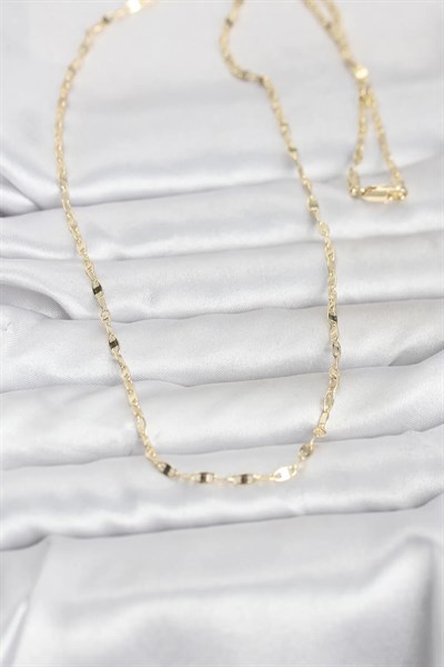 CM 14K Gold Renk Yassı Gemici Zincir Model 60 cm Kadın Kolye