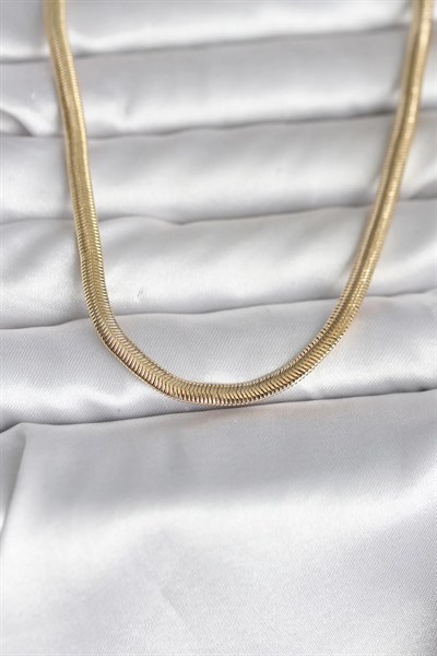 CM 14K Gold Renk Yassı Yılan Zincir Model 45 cm Kadın Kolye