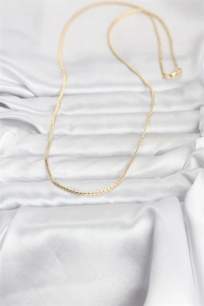 CM 14K Gold Renk Yassı Zincir Model 60 cm Kadın Kolye