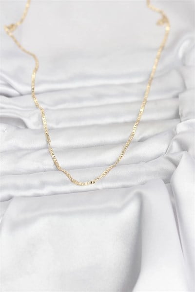 CM 14K Gold Renk Yassı Zincir Model 60 cm Kadın Kolye