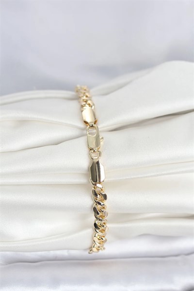 CM 14K Gold Renk Yassı Zincir Model Kadın Bileklik