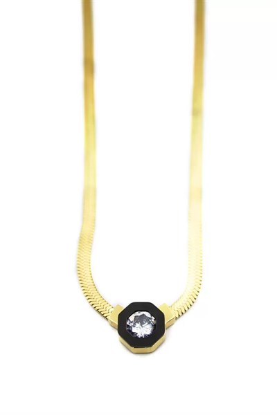 Çağla İtalyan Zincir Çelik Kolye - Altın