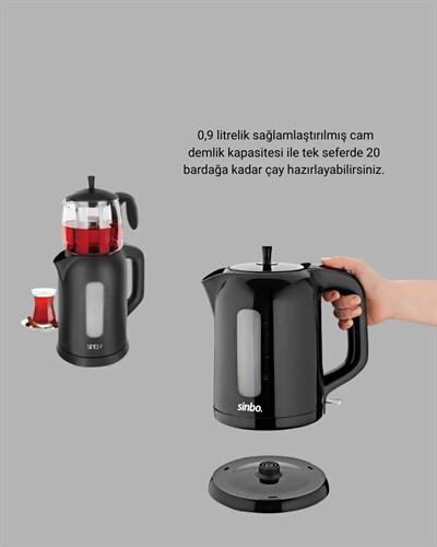 Çaycı Cam Demlikli 1800W Güçlü ve Sıcak Tutmalı Elektrikli Çay Makinesi