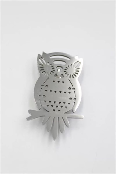 Çelik Baykuş Broş - Gümüş