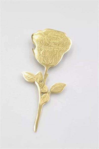Çelik Gül Broş - Altın