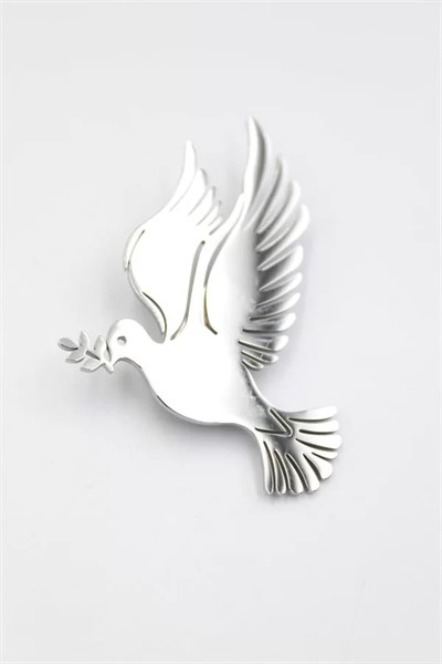 Çelik Güvercin Broş - Gümüş