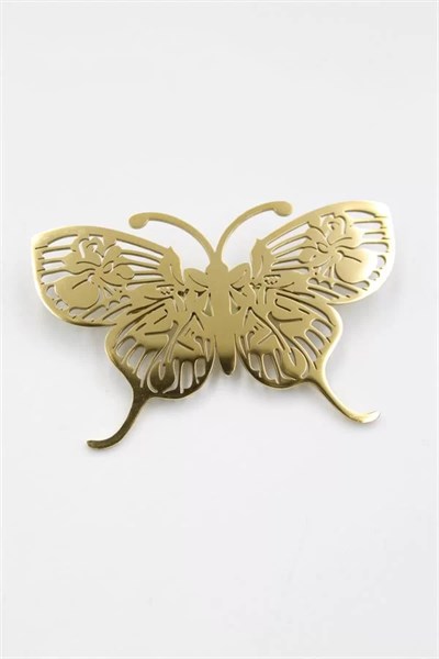 Çelik Kelebek Broş - Altın