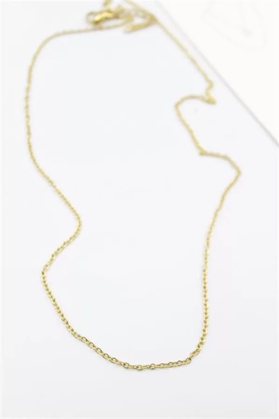 Çelik Zincir Kolye - 45 cm - Altın