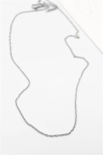 Çelik Zincir Kolye - 45 cm - Gümüş