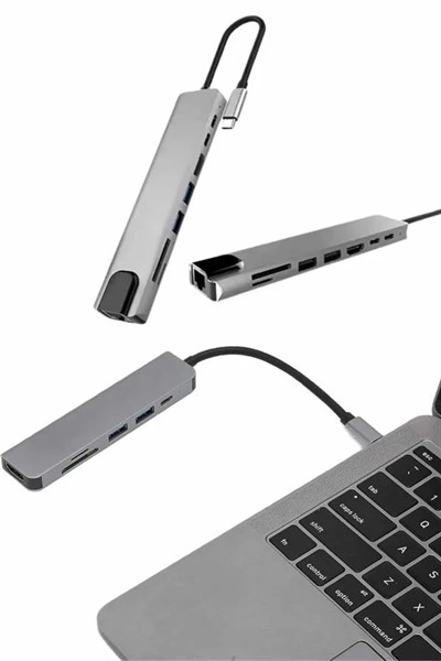 Çevirici Dönüştürücü Adaptör Macbook 3 In 1 Type-C To Hdmı USB 3.0