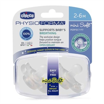 Chicco Gece Parlayan PhysioForma Mini Soft 2li Emzik 2-6 Ay