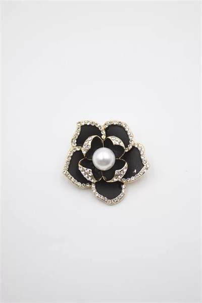 Çiçek Broş - Siyah