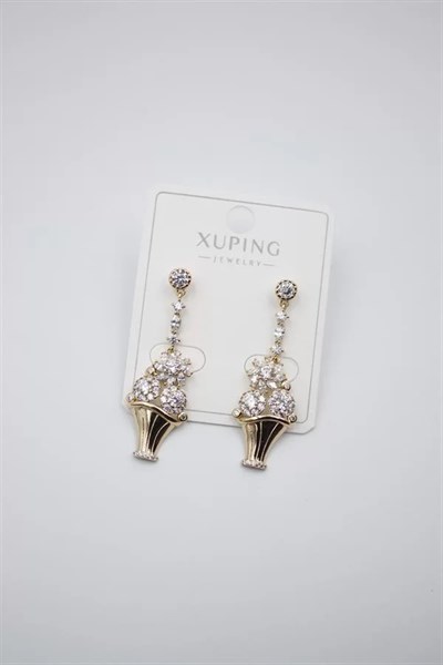 Çiçek Buketi Küpe - Altın