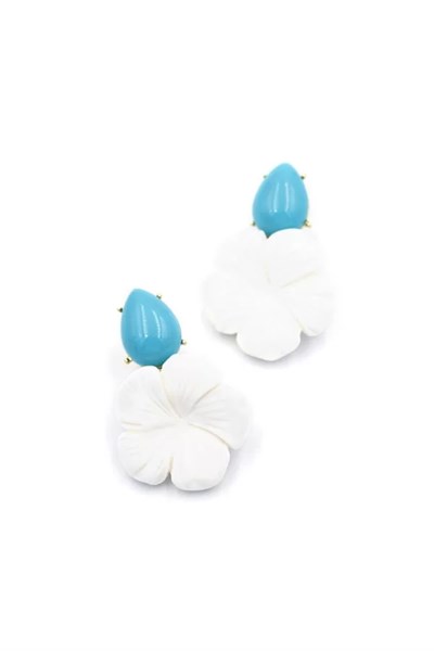 Çiçek Küpe - Beyaz