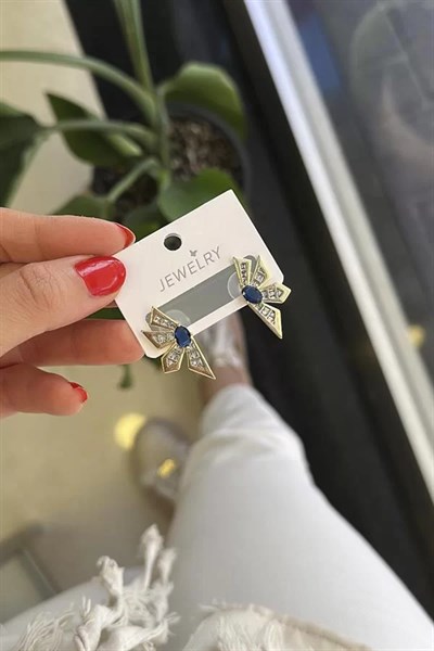 Çiçek Küpe - Mavi