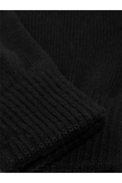 Çift Katlı Kalın Siyah Sıcak Tutan Yün Kışlık Kadın Erkek Eldiven Unisex 1 Çift