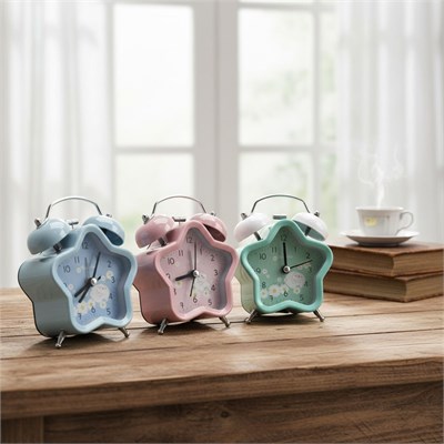 Çift Zilli Metal Masa Çalar Saat (8.8 cm) - Pilli & Işıklı