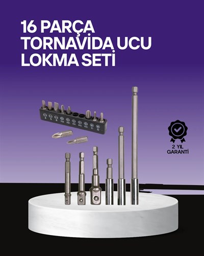 Çok Amaçlı 16lı Bits Uç Seti Dayanıklı Tornavida Adaptör