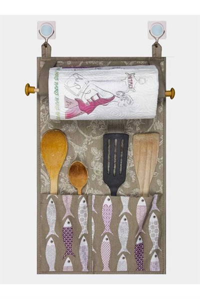 Çok Amaçlı Ahşap Kulplu Mutfak Peçete Askılığı ve Kaşıklık