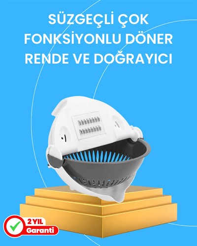 Çok Fonksiyonlu Dilimleyici ve Süzgeçli Mutfak Aparatı