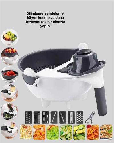 Çok Fonksiyonlu Dilimleyici ve Süzgeçli Mutfak Aparatı