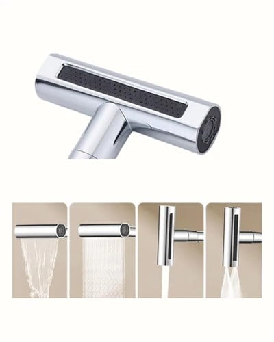 Çok Fonksiyonlu Musluk Başlığı | 4 Su Modu | Geniş Uyumlu Adaptör Seti | Mutfak ve Banyo Uyumlu
