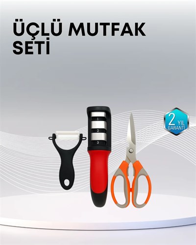 Çok Fonksiyonlu Mutfak Makas Seti – 3 Makas, Bileyici ve Soyacak Dahil