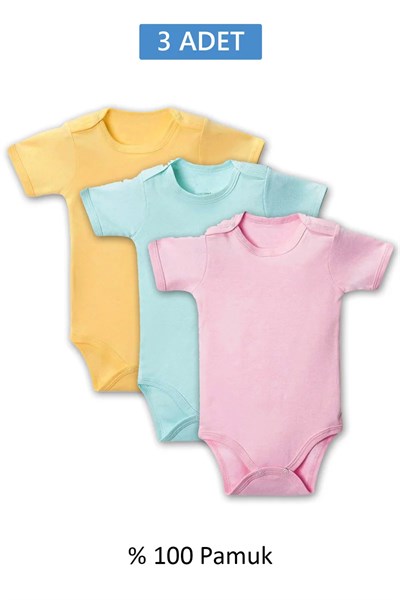 Çok Renkli Yarım Kol Body Zıbın 2-7 YAŞ Çocuklar İçin (3 ADET) Alttan Çıtçıtlı Özel Gereksinimli