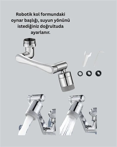 Çok Yönlü Dönebilen Musluk Başlığı 2 Fonksiyonlu Su Akışı