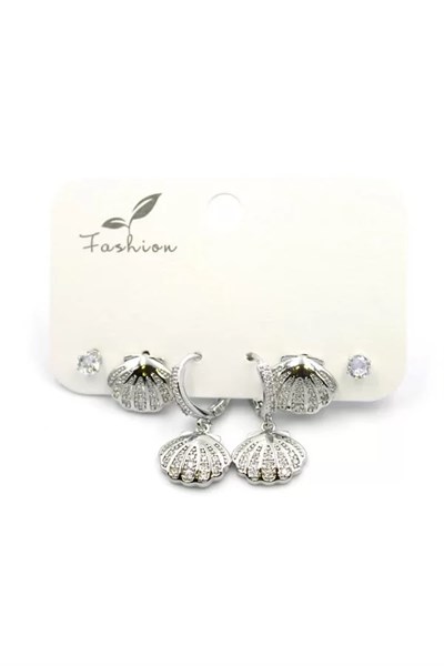 Çoklu Deniz Kabuğu Küpe - Gümüş