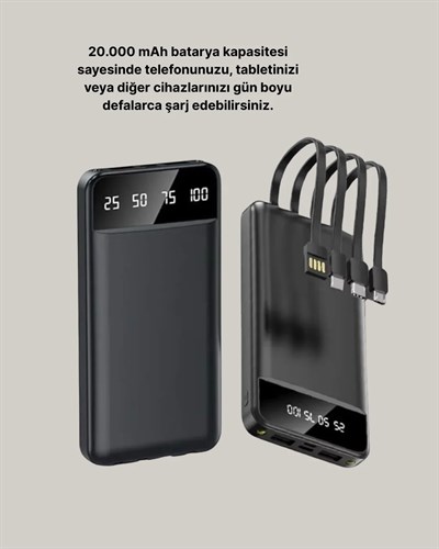 Çoklu Güvenlik Korumalı 20.000 mAh Powerbank Fener Özellikli