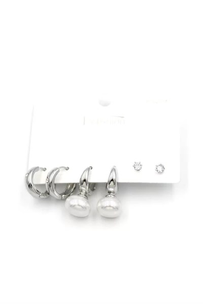 Çoklu İncili Küpe - Gümüş