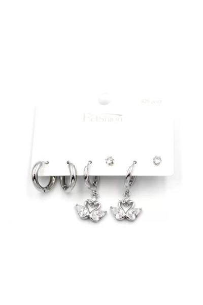 Çoklu Kuğu Küpe - Gümüş