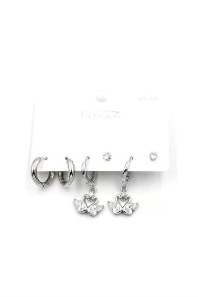 Çoklu Kuğu Küpe - Gümüş