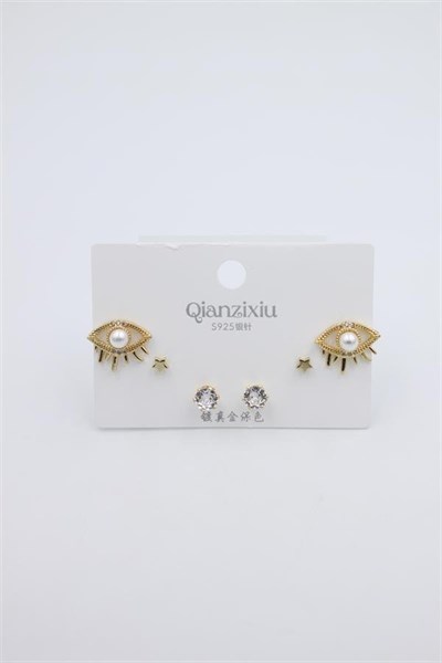 Çoklu Set Küpe - Altın