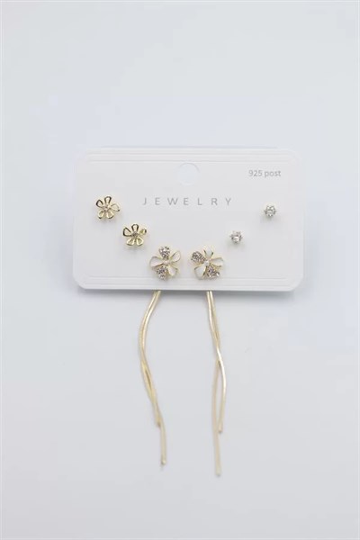 Çoklu Set Küpe - Altın