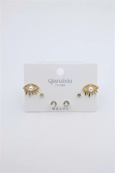 Çoklu Set Küpe - Altın