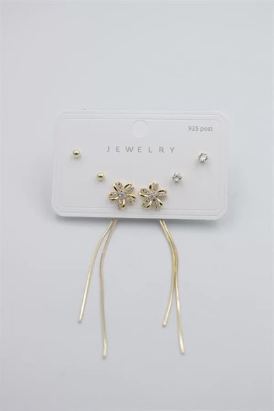 Çoklu Set Küpe - Altın