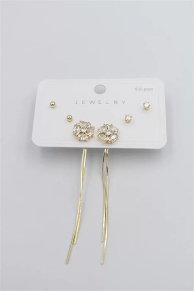 Çoklu Set Küpe - Altın