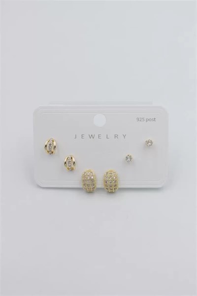 Çoklu Set Küpe - Altın