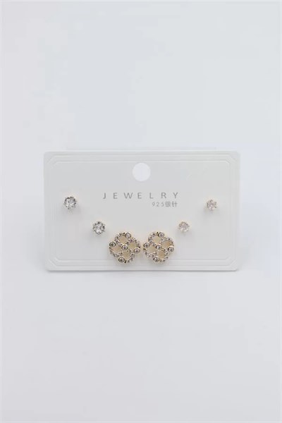 Çoklu Set Küpe - Altın