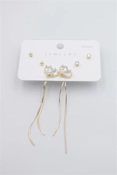 Çoklu Set Küpe - Altın