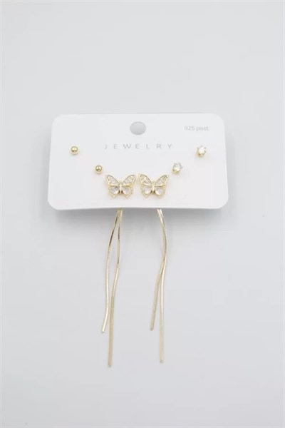 Çoklu Set Küpe - Altın