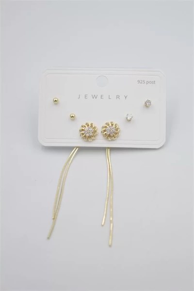 Çoklu Set Küpe - Altın