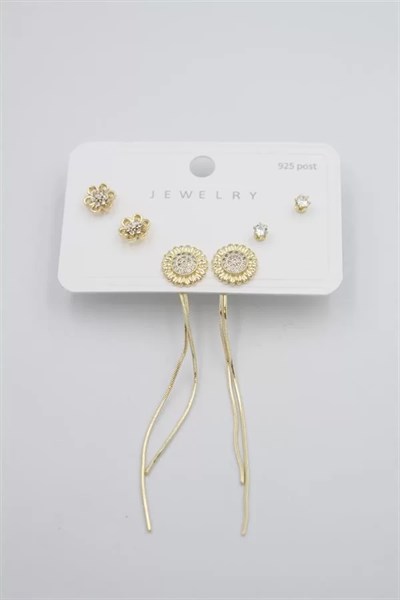 Çoklu Set Küpe - Altın