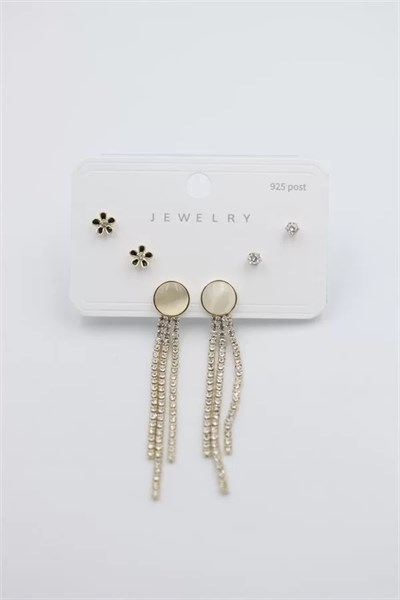 Çoklu Set Küpe - Altın