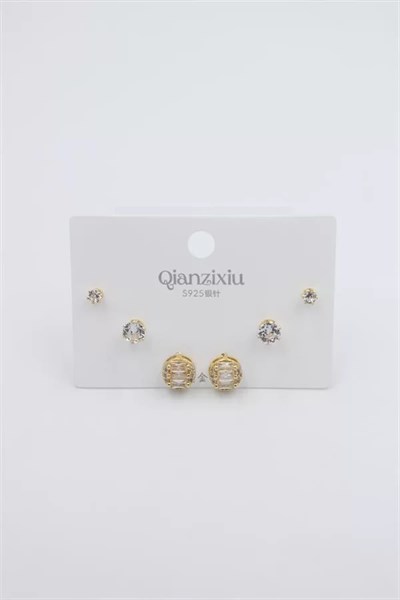 Çoklu Set Küpe - Altın